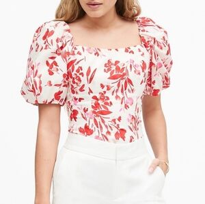 Puff Sleeve Linen Floral Top
